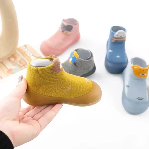 Custom Infant Baby Cotton Sock Shoes Animal Pattern Non slip Rubber Soft Sole Newborn Kids Indoor Floor Walking Shoes