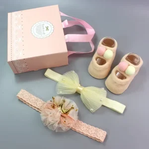 Custom Infant Newborn Baby Girls Boys Slipper Socks Foot Sock Headband Gifts