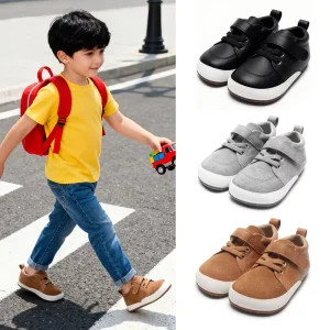 Custom Kids Barefoot Casual Shoes Breathable Genuine Leather Wide Toe Box Ergonomic Kids Shoes