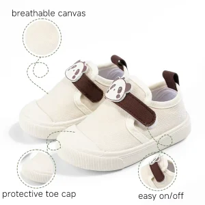 Custom Kids Canvas Sneakers with Cartoon Animal Decor Breathable Soft Sole Unisex Casual Sport Shoes for Boys Girls