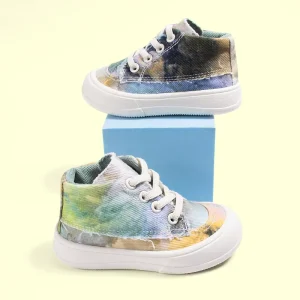 Custom Kids Daily Outdoor Lightweight Breathable High-top Canvas Sneakers Little Toddlers Casual Slip-on Printing Footwear