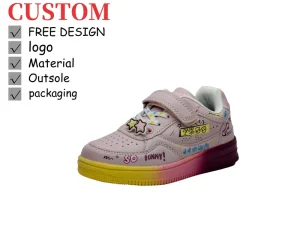 Custom Kids Fashion Sneakers Colorful Casual Shoes OEM ODM Private Label Children Footwear Hook Loop Sport Walking Shoes