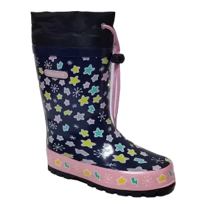 Custom Kids Rain Boots with Easy On Handles Fashionable Waterproof Rubber Light Weight for Summer and Winter for Girls