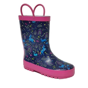 Custom Kids Rubber Rain Boots Hard Wearing and Lightweight Blue Winter Wellingtons with Animal Patterns Recyclable For Boys