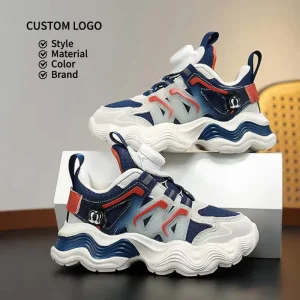 Custom Kids Running Shoes with Breathable Memory Foam Cushion for School Play