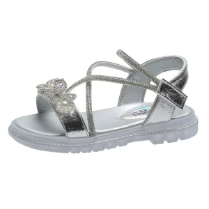 Custom Kids Sandals OEM ODM Rhinestone Flower Design Adjustable Strap Non slip Sole Factory Direct for Kids Footwear Retailers