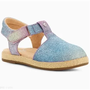 Custom Kids Shoe Manufacturers Korean Style Closed Toe Glitter Upper Soft Children Girl Classic Flat Sandals