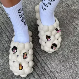 Custom Kids Slides Soft EVA Slipper with Anti Slip Spring Bubble Design for Children