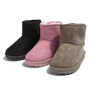 Custom Kids Snow Boots Furry Lining Soft Upper Anti Slip Slip On Classic Solid Color Ankle Boots