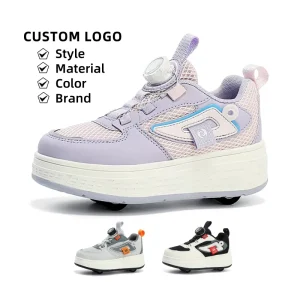 Custom LOGO Roller Skate Shoes for Kids Boys Girls Sneakers Fashion Roller Wheels Automatic Walking Children Sports Shoes