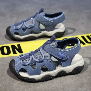 Custom Leather Toddler Children Shoes Classical Casual Solid Color Unisex Zapatilla Fashion Children Boy Sandalias