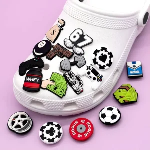 Custom Logo 2D PVC Shoe Charm Vintage Western Trend Cowboy Billiard Game Design Rubber Charms for Shoe Decoration