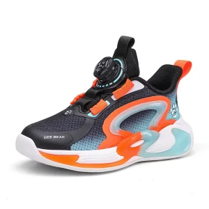 Custom Logo Children Sports Shoes Boys Light weight Rotate Button Walking Style Casual Shoes Sneaker for Kids