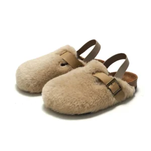 Custom Logo Designer Slippers Kid Arch Cork Foot-bed Slide Leather Closed Toe Men Slides Footwear Flat Blank Slides Sandals