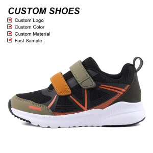 Custom Logo Double Strap Hook & Loop High Quality Anti Slip Casual Sneakers for Boys and Girls Spring Autumn Sport Shoes