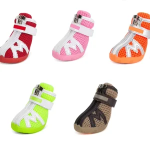 Custom Logo Fashion Mesh Comfortable Reflective Pet Dog Boots Outdoor Soft Warm Breathable Anti-slip Dog Walking Shoes