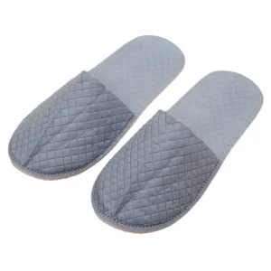 Custom Logo Gray Quilted Hotel Disposable Slippers Non Slip Breathable Slippers for Spa Hotel Guest Rooms Travel