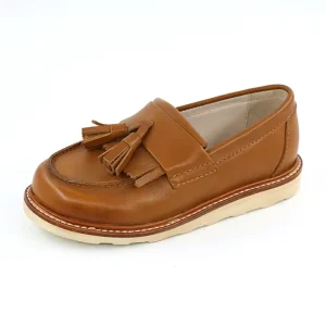 Custom Logo Handmade Leather Upper Light EVA Sole Casual Dress Flat Kids Children Slip On Loafer Shoes