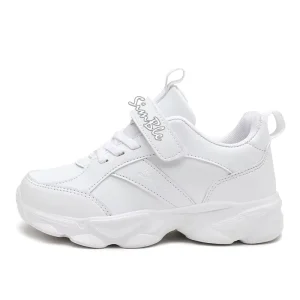 Custom Logo Kids Back to School Shoes Charity Lightweight Comfort PU Rubber Casual White Student Shoes