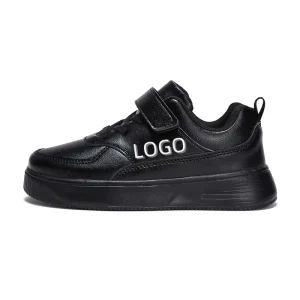 Custom Logo Kids Black School Shoes Light-Weight Rubber White Children Casual Shoes Skate Shoes