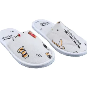 Custom Logo Kids Canvas Slipper Coral Fleece Hotel Spa Disposable Slippers for Children’s Travel