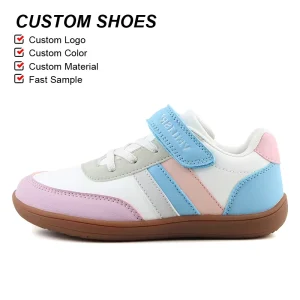 Custom Logo Kids Casual Shoes PU Non-slip Rubber Sole Wide Toe Shoes Outdoor Walking Sport Barefoot Shoes Kids