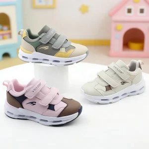 Custom Logo OEM Children Athletic Kids Sport Shoes Hook and Loop Breathable Lightweight for School