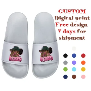 Custom Logo PVC Slide Slippers Unisex Big Size 36-48 Multi-Position Customized Slides Upper Sole Heel Side Embossed 3D Printed