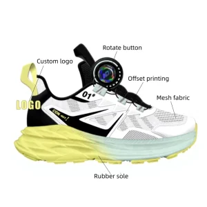 Custom Logo Packaging Kids Sneaker Rotate Button Soft Rubber Sole Casual Children Sport Shoes