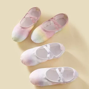 Custom Logo Shiny Girls Ballet Dance Shoes for Stage Performance Glitter PU Ballet Shoes Children Dance Training Shoes