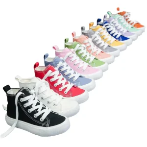 Custom Logo Toddler Low Top Canvas Sneakers for Kids Breathable and Comfortable Lace up Casual Shoes for Boys and Girls
