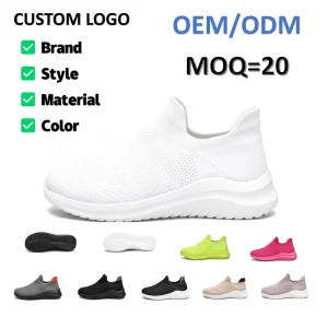 Custom Logo Womens Slip On Sock Shoes Breathable Knit Lightweight Eva Sole Soft And Casual