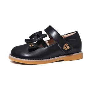 Custom Made With Front Bow Elastic Little Kid Girls Strap School Uniform Mary Jane Flat Shoes