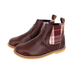 Custom New Collection Kids Burgundy Leather Classic Elastic and Zipper Closure Boots for Girls