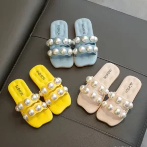 Custom New Fashion Comfortable Summer Children’s Shoes Soft Soled Pearl Princess Girls Sandals Slippers