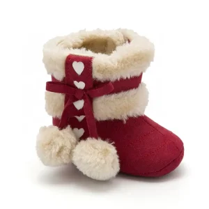 Custom Newborn Warm Toddlers Fashion Light Pink Sheepskin Winter Fur Baby Girl Snow Boots