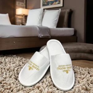 Custom OEM Hotel Disposable Salon Bathroom Travel Luxurious Velour Slippers Comfortable Soft Durable Adult Children Sizes Custom