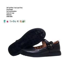 Custom OEM Kids Mary Jane Shoes Heart Cut Out Girls School Church & Formal Dress Shoes