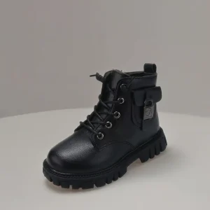 Custom OEM Kids Winter Boots Girls Boys Lace up Side Zipper Pocket Decor Easy on Off Kids Outdoor Boots