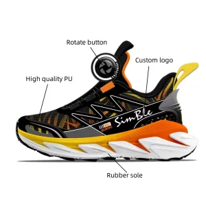 Custom OEM Logo Kids Boys Casual Shoes Fashion Trendy Rotate Button Children’s Shoes Chaussures Enfants