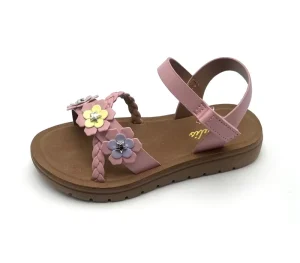 Custom Open Toe Breathable Anti slip Thick Platform PVC Injection Flower T Strap Kids Shoes Sandals Girls
