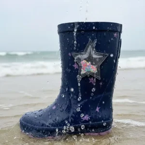 Custom Print Gumboots Junior Kids OEM Winter Summer Waterproof Anti Slip Rain Boots with Wider Sole
