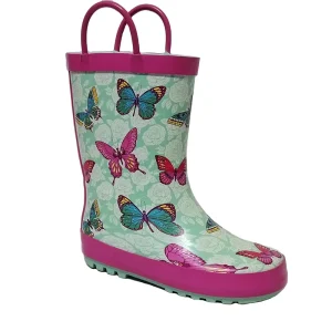 Custom Printed Butterfly Design Waterproof Rubber Kids Gumboots for Winter Children’s Rain Boots