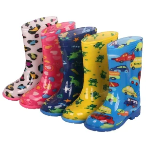 Custom Printed PVC Rain Boots Anti Slip EVA Safety Boots Children Waterproof Winter for Gardening Babies