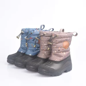 Custom Printing Waterproof Warm Lining Anti-Slip Children Snow Boots with Reflective Strips