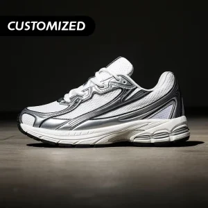 Custom Private Logo Genuine Leather Mesh Running Sports Shoes Chunky Breathable Anti Odor Spring Winter White for Men Women Kids