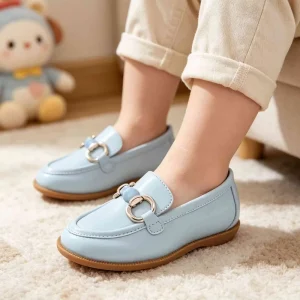 Custom School Shoes Accept Customized Logo Children Leather Loafers