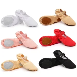 Custom Soft Dance Shoes Stretch Canvas Ballet Shoes For Children Women