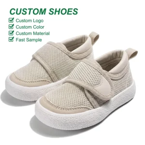 Custom Summer Unisex Kids Lightweight Hook and Loop TPR Outsole Breathable Mesh Sneakers