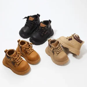 Custom Toddler Kids Leather Chelsea Ankle Boots Winter Warm Breathable Anti-Slip Outdoor Shoes with Slip-On for Boys and Girls